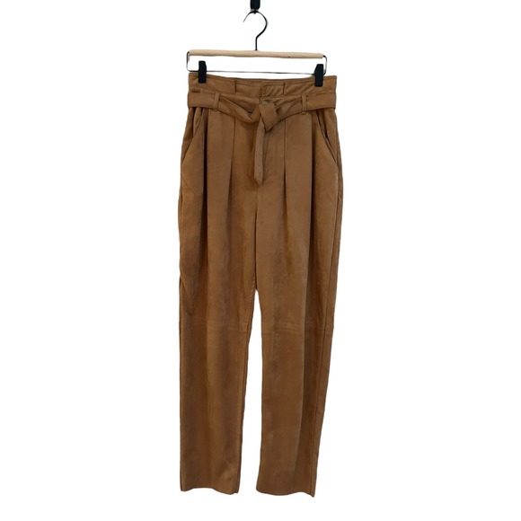 Free People Nightfall Vegan Suede Paperbag Waist Pants Camel Brown - Picture 2 of 8
